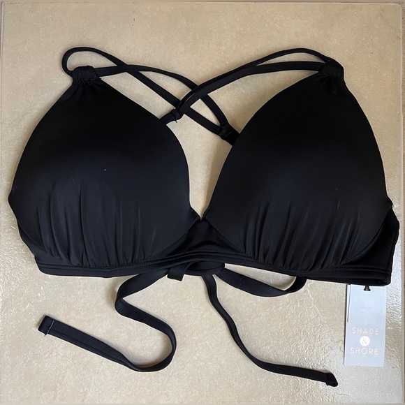 Shade Shore Swim Shade Shore Womens 36d Black Push Up Bikini Top